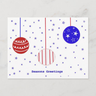 Red, White & Blue Seasons Greetings Post Card