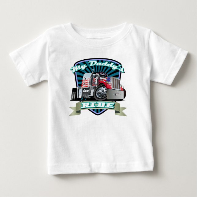 Red White & Blue Semi Tractor Trailer Baby T-Shirt (Front)