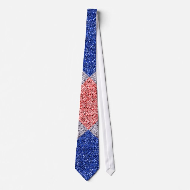 Red White Blue Sequin Effect Patriotic Necktie (Front)