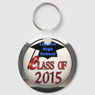 Red White & Blue & Silver Class Of 2015 Keychain