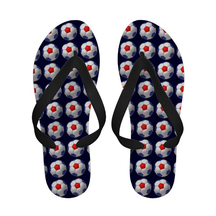 Red White & Blue Soccer Ball Flip Flop Sandals