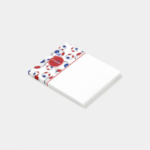 red white blue soccer balls girly sports post-it notes