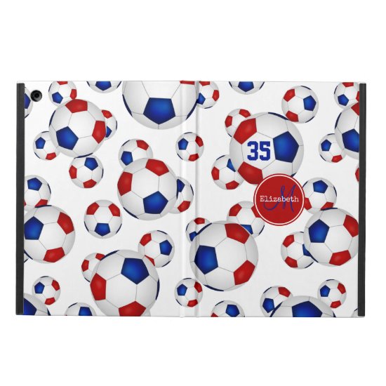 red white blue soccer balls pattern personalized case for iPad air