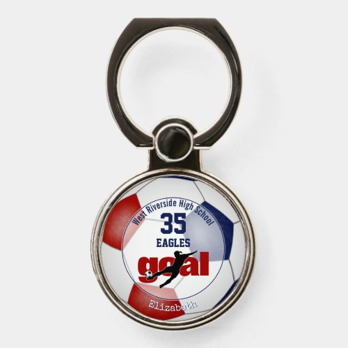 red white blue soccer goal girls team spirit phone ring stand