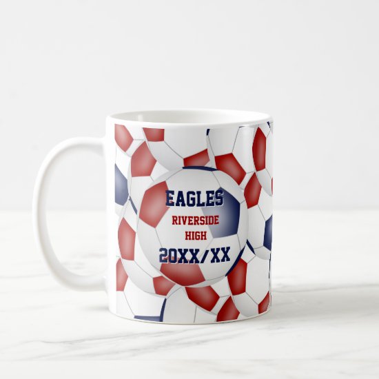 red white blue soccer school team coach gift coffee mug