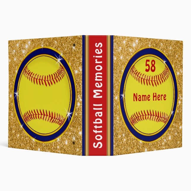 Red, White, Blue, Softball Photo Album, Softball 3 Ring Binder (Background)