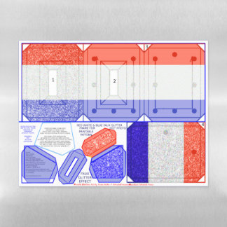 Red White Blue Sparkle Frame for 2x3 Photo Magnet Magnetic Dry Erase Sheet