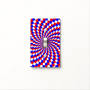 Red White Blue Spiral by Kenneth Yoncich Light Switch Cover