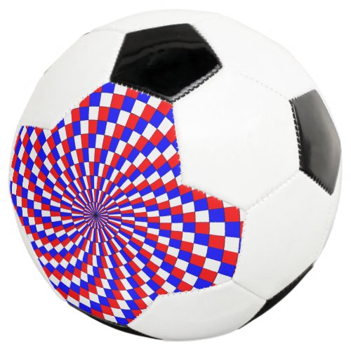 Red White Blue Spiral by Kenneth Yoncich Soccer Ball