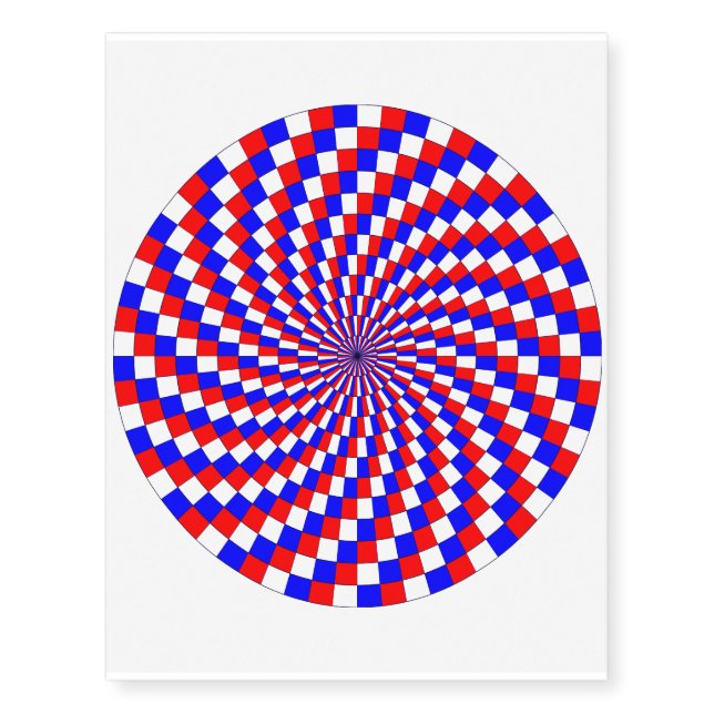 Red White Blue Spiral by Kenneth Yoncich Temporary Tattoos (Front)
