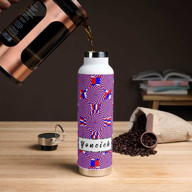 Red White Blue Spiral by Kenneth Yoncich Water Bottle (Coffee)
