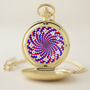 Red White Blue Spiral (Classic Face) by K Yoncich Pocket Watch