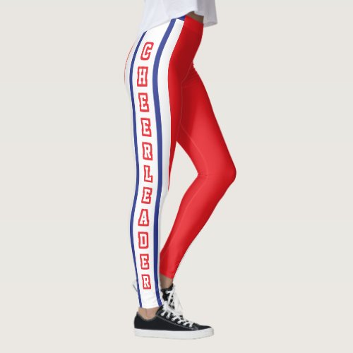 Red White  Blue Sport Jersey Stripe _ DIY Text Leggings