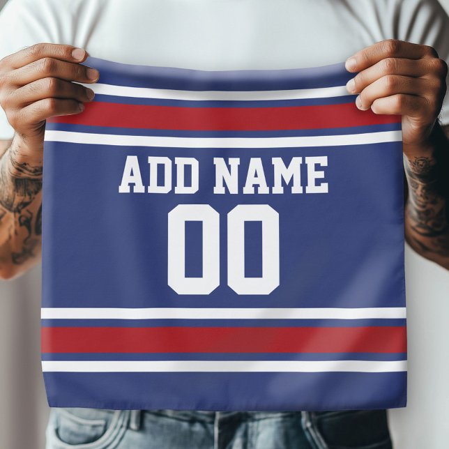 Red, White Blue Sports Jersey Custom Name Number Bandana (Custom Sports Bandana)