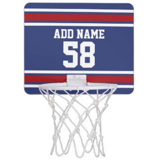 Red White Blue Sports Jersey Custom Name Number Mini Basketball Hoop