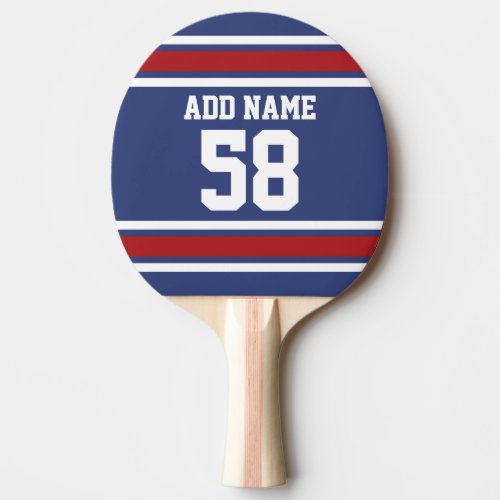 Red White Blue Sports Jersey Custom Name Number Ping Pong Paddle
