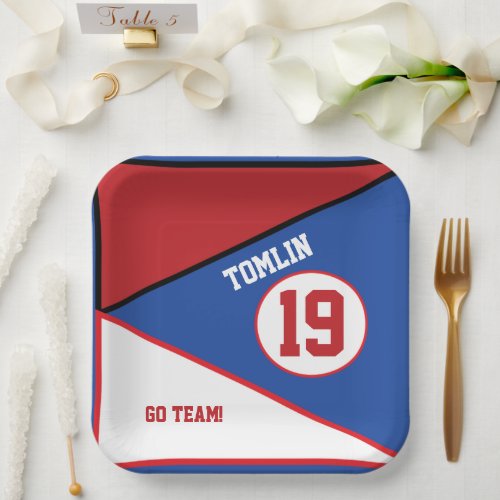 Red White  Blue Sports Theme Paper Plate
