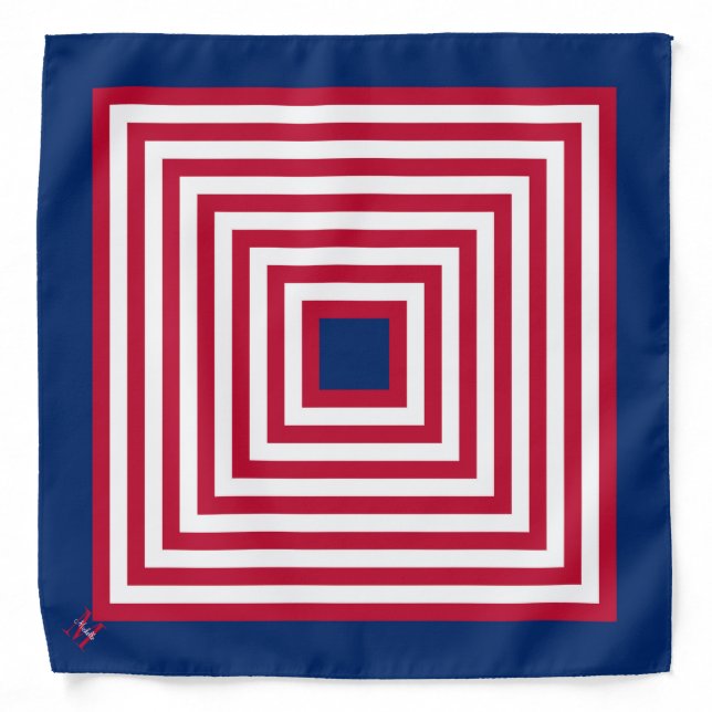 Red White & Blue Square Knit Bandana Scarf (Front)