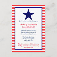 Red White & Blue Star - 3x5 Party Invitation