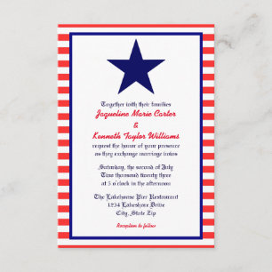 Red White & Blue Star - 3x5 Wedding Invitation