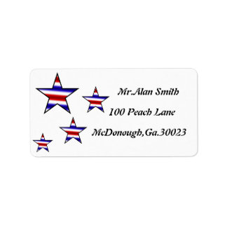 RED WHITE BLUE STAR ADDRESS LABLES LABEL