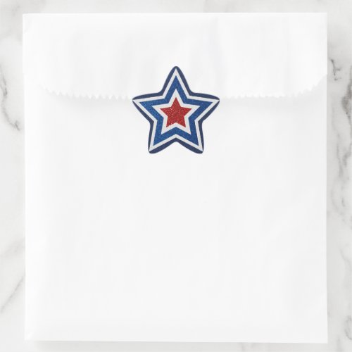 Red White Blue Star July 4 Glitter Star Sticker