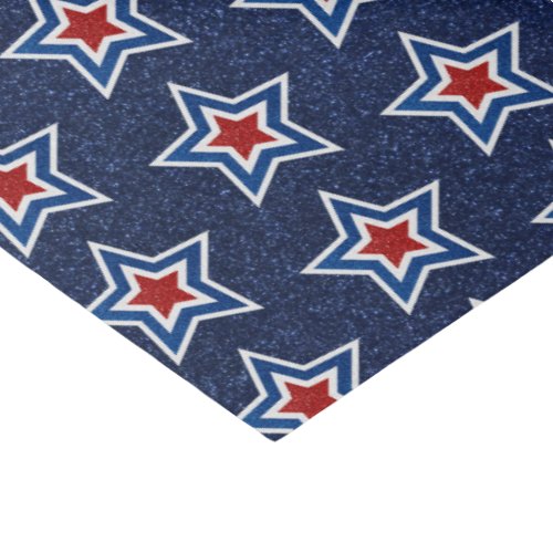 Red White Blue Star July 4 Glitter Tissue Paper