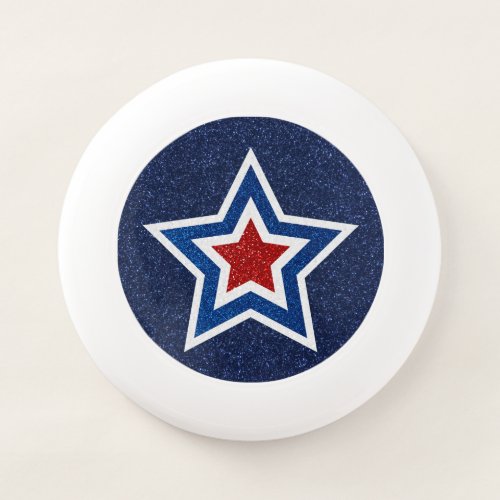 Red White Blue Star July 4 Glitter Wham_O Frisbee