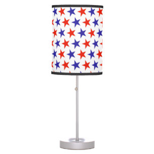 Red White Blue Star Pattern Table Lamp