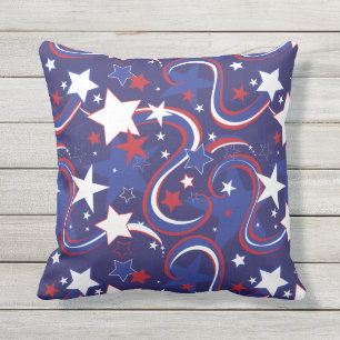 Red White Blue Star Print Pillow