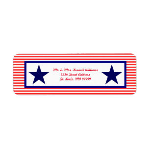 Red White & Blue Star - Return Address Labels