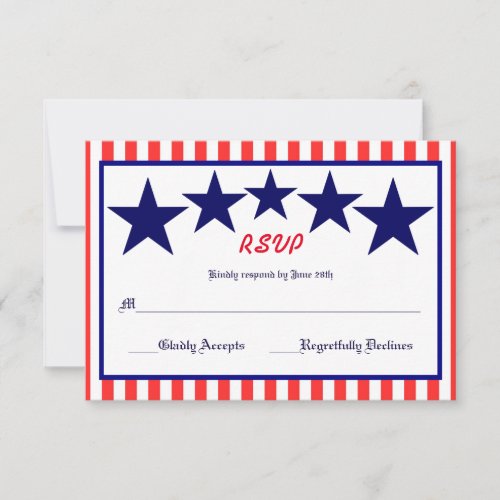 Red White  Blue Star _ RSVP Card