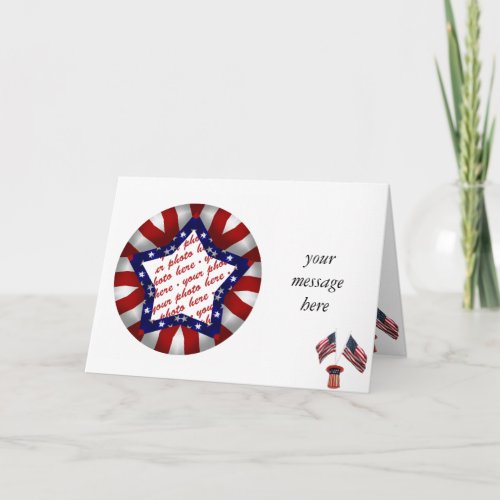 Red White  Blue Star Shaped Photo Frame Card