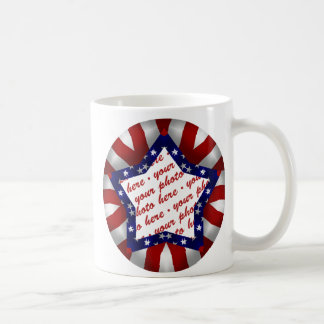 Red White & Blue Star Shaped Photo Frame Coffee Mug