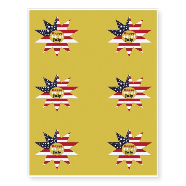 Red White Blue Star Temporary Tattoos (Front)