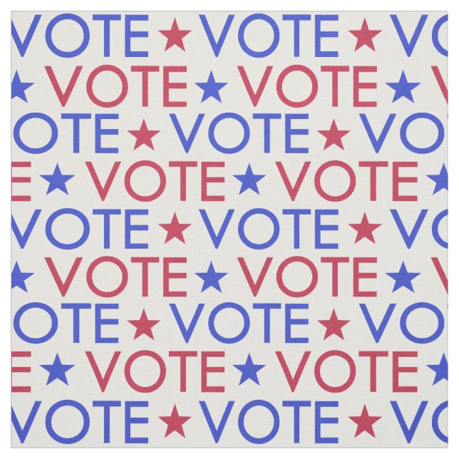 Red White Blue Star Vote Pattern Fabric (Swatch)