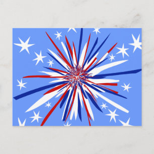 Red White & Blue Starburst Postcard