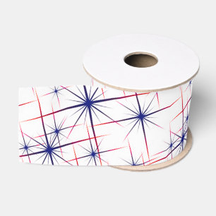 Red white & blue starbursts grosgrain ribbon