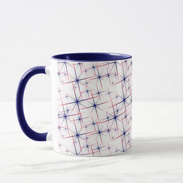 Red white & blue starbursts  mug (Left)