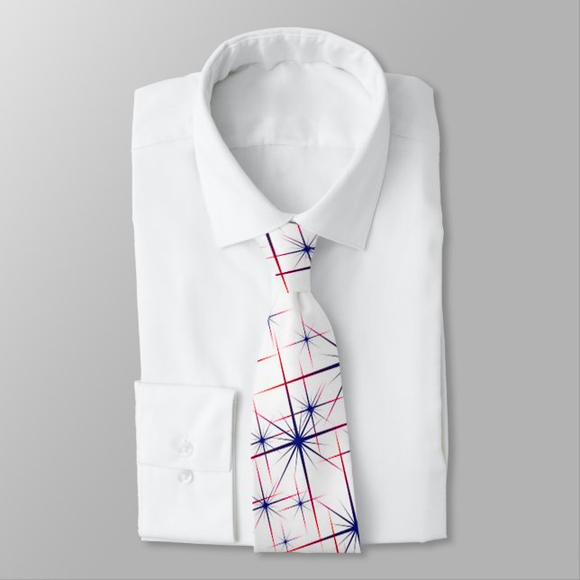 Red white & blue starbursts  neck tie (Tied)