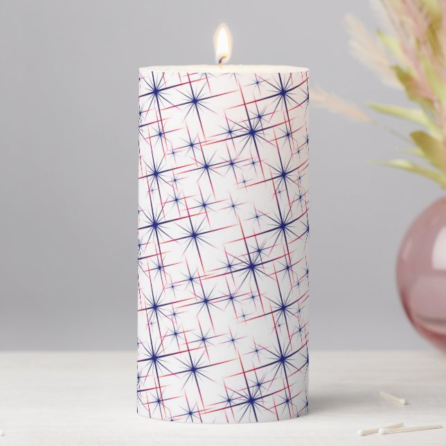 Red white & blue starbursts  pillar candle (In Situ)