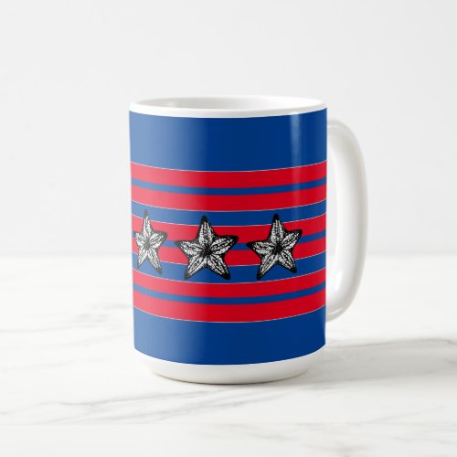 Red White Blue Starfish n Stripes Patriotic  Coffee Mug