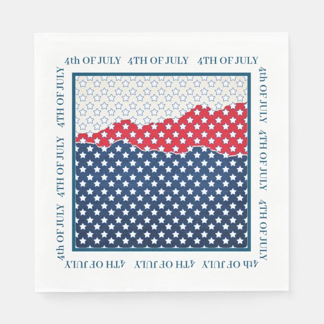 Red White & Blue Stars 4th of Jly Napkins (Front)