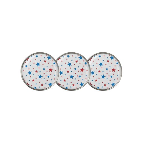 Red White  Blue Stars 4th of July Cute Golf Ba Golf Ball Marker