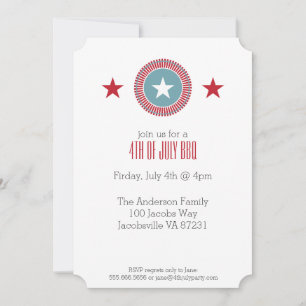 Red White & Blue Stars 4th of July Invitations