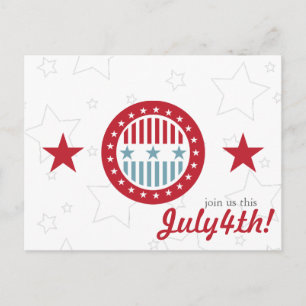 Red White & Blue Stars 4th of July Postcards