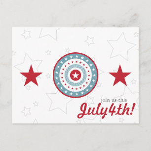 Red White & Blue Stars 4th of July Postcards