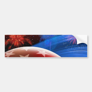 Red White Blue Stars and Fireworks Bumper Sticker