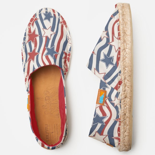 Red White & Blue Stars and Stripes Espadrilles (Side)