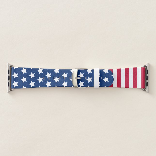 Red White Blue Stars and Stripes USA Flag Apple Watch Band (Band)